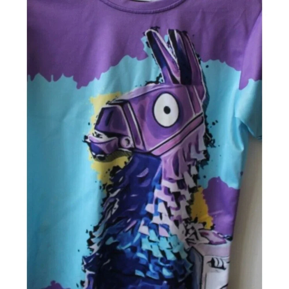 Mine Craft Boys Llama Graphic Short Sleeve T-Shirt-Size 5 XS-unisex